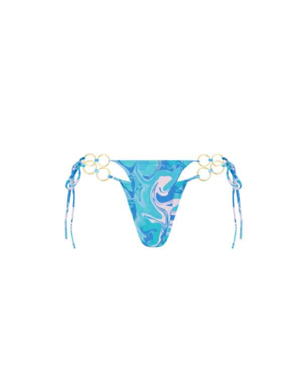 TIE SIDE RUCHED BOTTOM WITH RINGS BLUE SWIRL