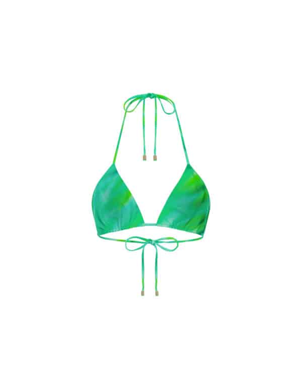 HALTER NECK TIE BACK RUCHED TOP GREEN STRIPE